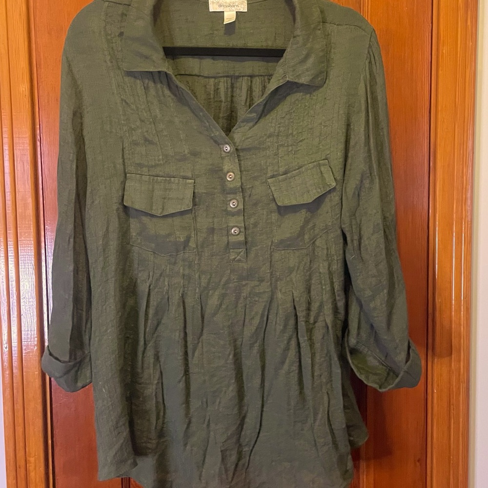 2x green colored blouse, dress barn